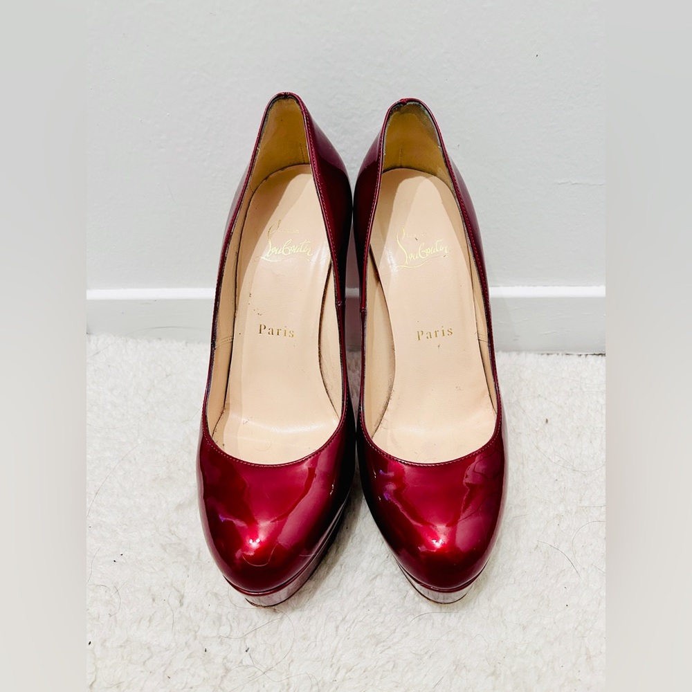 Authentic Christian Louboutin Paris patent leather platform heels red 37 1/2